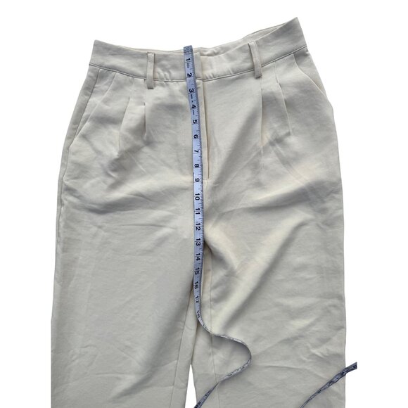 Forever 21 Womens Cream Wide Leg Mid-Rise Pants Size M Lightweight - Picture 5 of 8